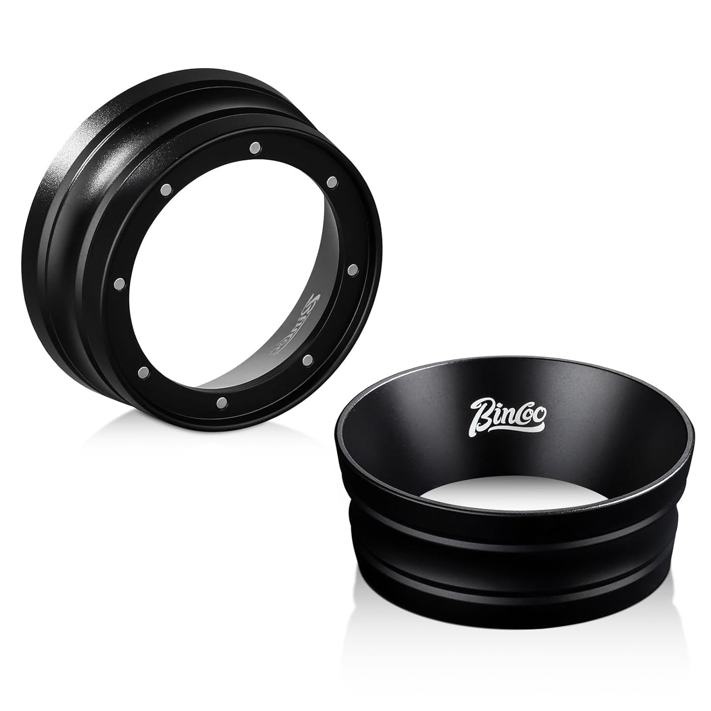 Bincoo Espresso Dosing Funnel 58mm,More Tall Magnetic Aluminum Alloy Portafilter Funnel Ring for Zero Mess Portafilter, Anti-Splash Wide Mouth Coffee Grounds Dosing Tool for Espresso Machine(Black)