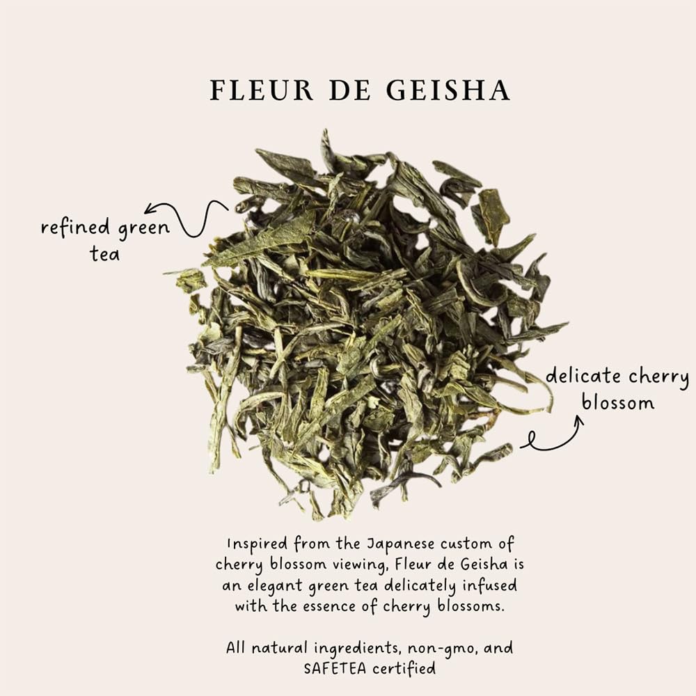 Palais des Thés - Geisha Flower - Green Tea & Cherry Blossom- 3.5oz Loose Leaf Metal Gift Tin, Serves 20-25 Cups