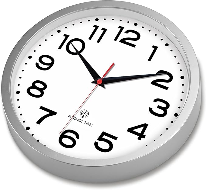 Roymnie Atomic Wall Clock 10 Inch, Modern Clock Battery Operated Classic Analog - Image 3