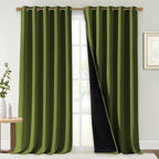 NICETOWN Total Shade Curtains and Draperies, Olive Green, Package of 2 by NICETOWN