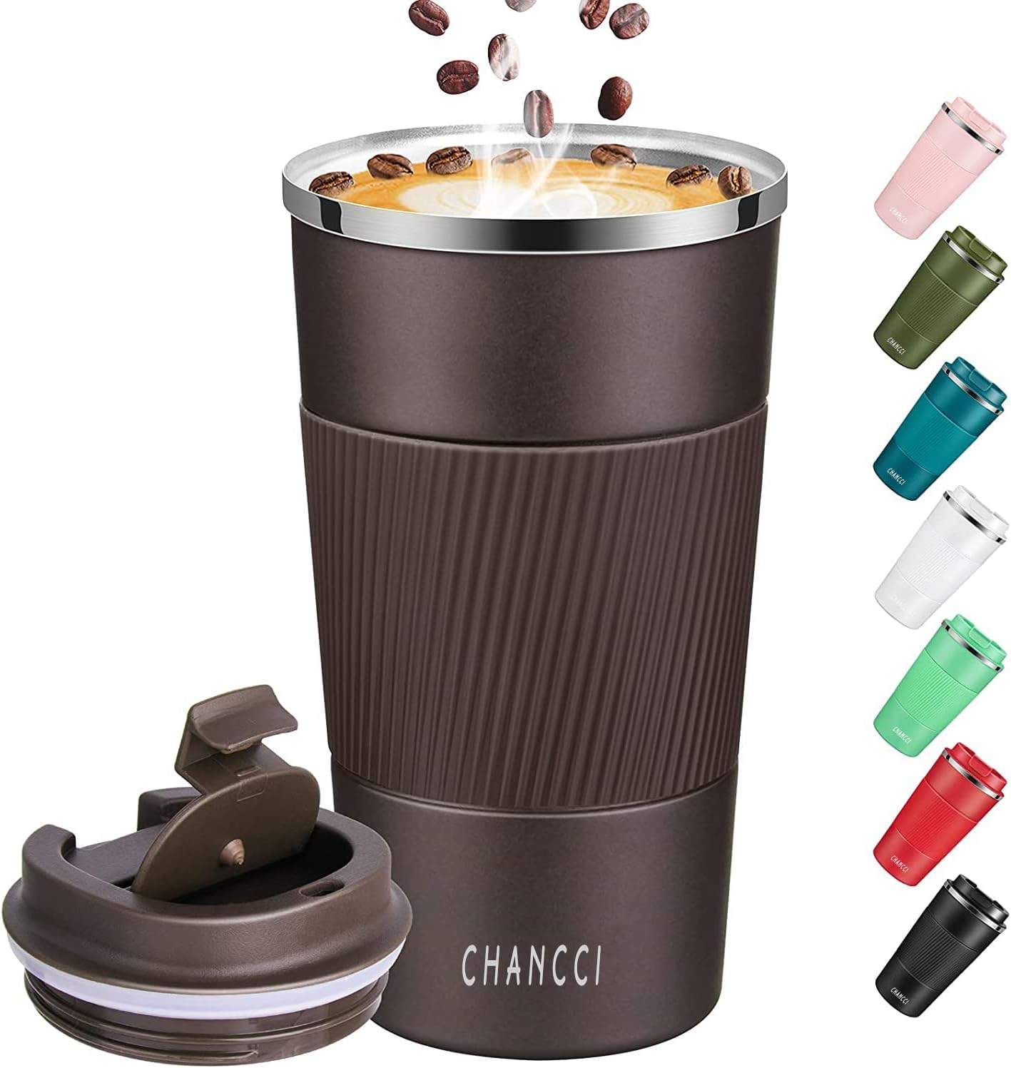 Travel Coffee Mug Spill Proof Leakproof 16 oz Insulated Coffee Mug with Screw Lid, Stainless Steel Vacuum Tumbler Reusable Thermal Coffee Cup to go for Hot and Cold Drinks -510ml, Brown