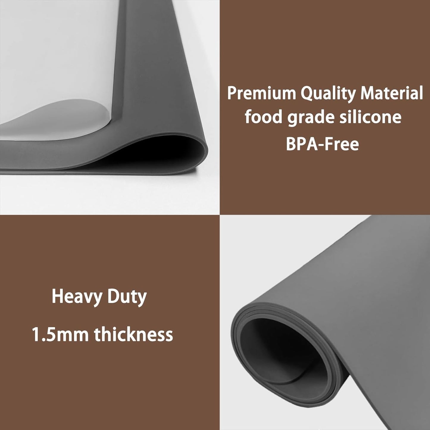 Silicone Mats for Kitchen Counter, 48"x32"(120cmx80cm) Large Heat Resistant Mat Kitchen Island Waterproof Countertop Protector Mat Nons-slip Extra Large Counter Mat, Dark Gray