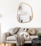 Irregular Bathroom Mirror Modern Wall Mirror Asymmetrical Wooden Framed Wall - Image 3