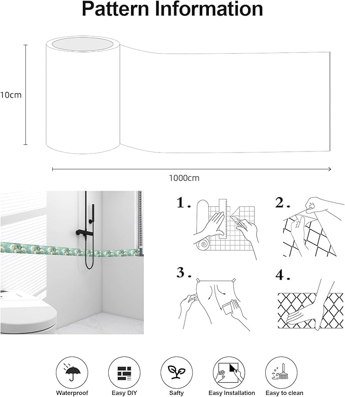 Wallpaper Border 3D Floral White Peony Peel and Stick Wall Border Self Adhesive - Image 6