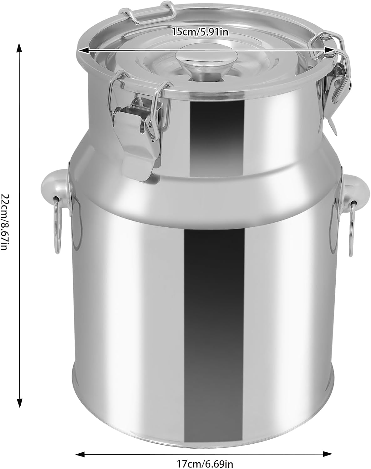Thickened Stainless Steel Milk Can Large Liquid Container Storage,Stainless Steel Milk Bucket With Sealing Lid and Carry Handle,for Wine, Oil Storage Transport (5L/1.3Gal)