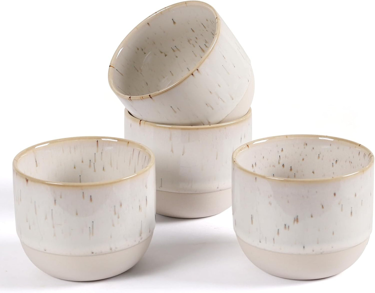 Ceramic Espresso Cups Set of 4, Double Walled Espresso Coffee Mugs for Nespresso Cups, Special glazed Demitasse Cups Expresso Coffee Cup for Espresso Machine (White)