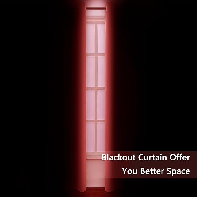 LEMOMO Blackout Curtains 52 x 95 inch/Bright Red Curtains Set of 2 - Image 3