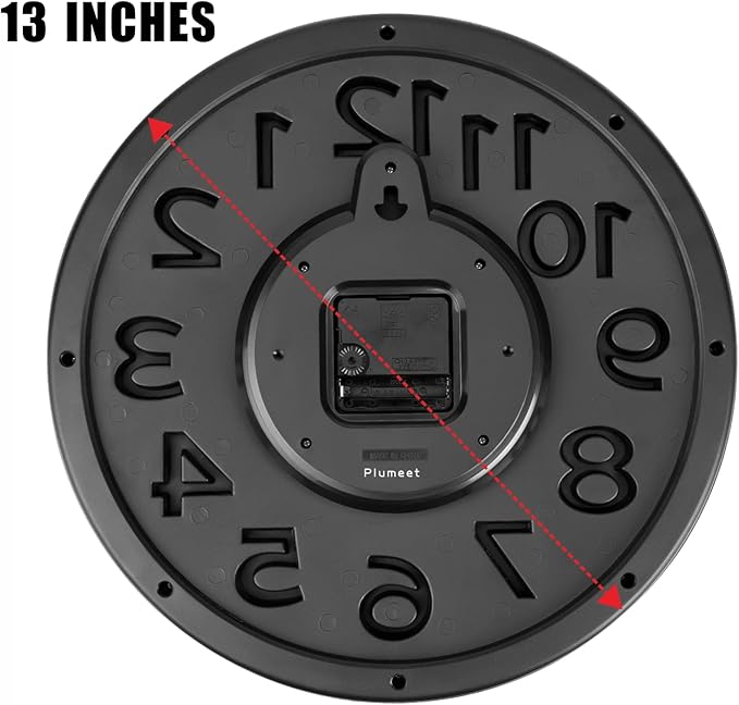Plumeet 13'' Wall Clock, Large Battery Operated Wall Clocks Silent Non-Ticking - Image 7