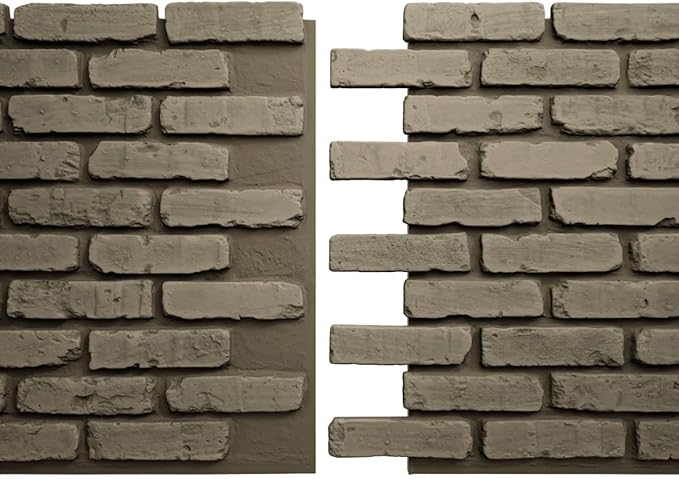 EverStone Aged Brick Faux Brick Panel, 46 7/8"W x 27"H x 1 1/4"D, Vintage White - Image 8