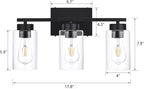3-Light Bathroom Vanity Light, Modern Black Wall Lights - Image 2