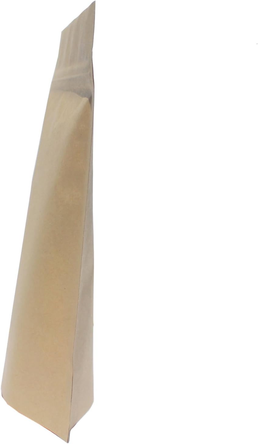 2 oz Stand up Zipper Pouch Bag - FDA and USDA Compliant Heavy Barrier 4X6X2 Inch (100, Natural Kraft)