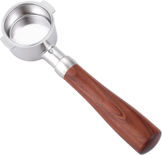 51mm Bottomless Portafilter Compatible with DeLonghi Espresso Machine ECP3420/ECP3630/ECP3120/EC260BK/EC265/EC155/EC702/BCO430 Stainless Steel Portafilter 2 Ear Filter Basket-Wooden
