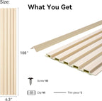 8-Pack WPC Wall Panels 108’’ x 6.3’’ 3D Slat Wall Panel Acoustic Wall Paneling - Image 2