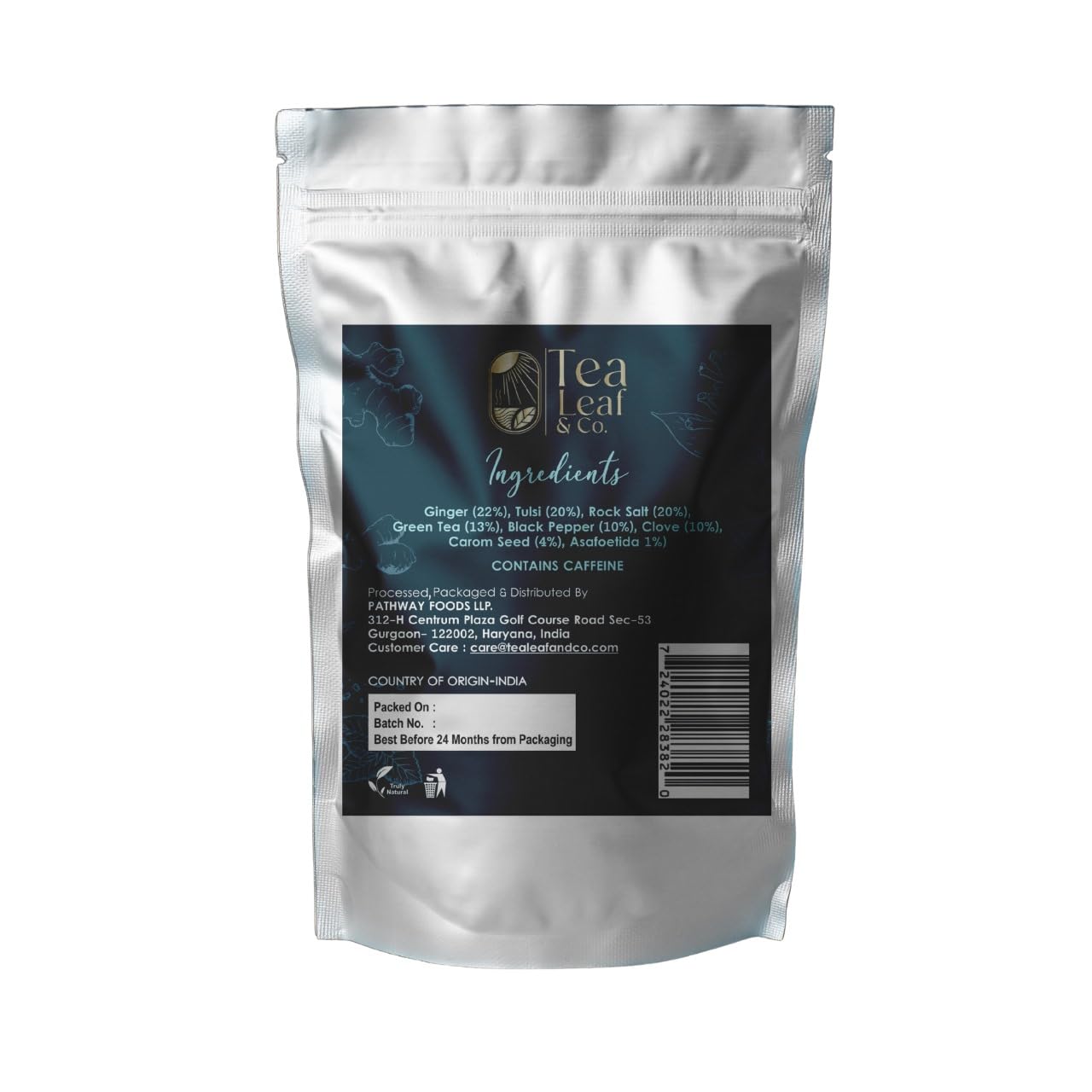 Tea Leaf & Co. Detox Kahwa Green Tea Bags (50 Count), Green Tea with Ginger, Tulsi & Rock Salt, Caffeinated, Natural Green Tea, Blended with Fresh Herbs and Spices, Gluten Free