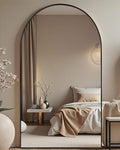 DMWOODFL 77"x38" Black Arched Full Length Mirror by DMWOODFL