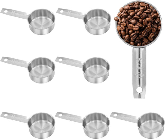8Pcs Stainless Steel Measuring Cup, 1/4 Cup (60ml, 2oz) Metal Measuring Cup, Small Measuring Scoops Coffee Scoop with Comfortable Hand for Kitchen Cooking Baking