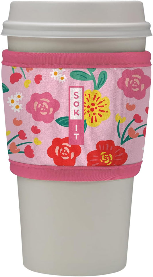 Sok It HotSok Coffee & Tea Reusable Insulated Neoprene Cup Sleeve (Bloom Your Way)