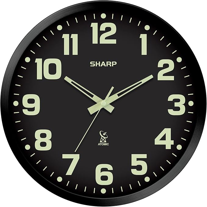 Sharp Glow in the Dark Atomic Analog Wall Clock by SHARP
