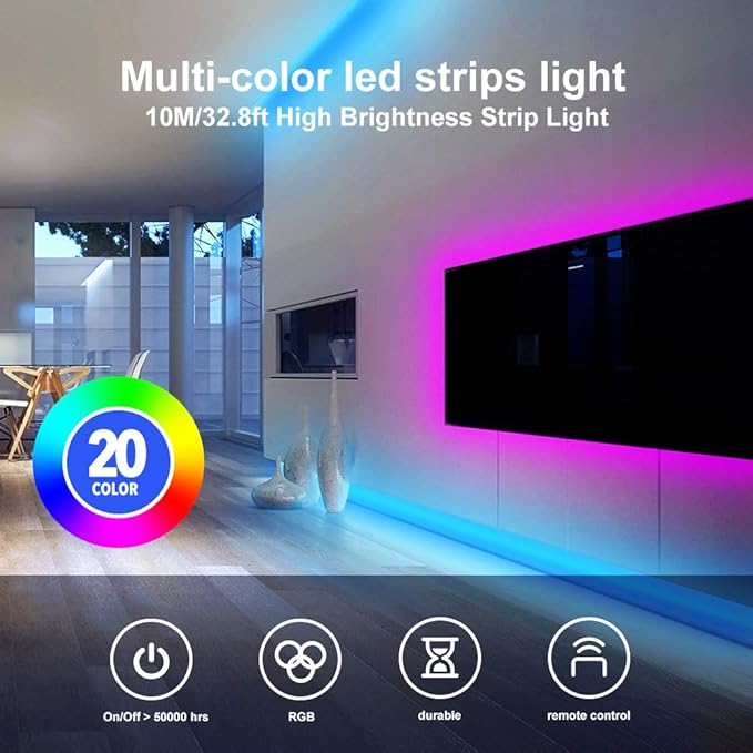 DAYBETTER Led Strip Lights 32.8 ft RGB Color Changing Lights Strip - Image 7