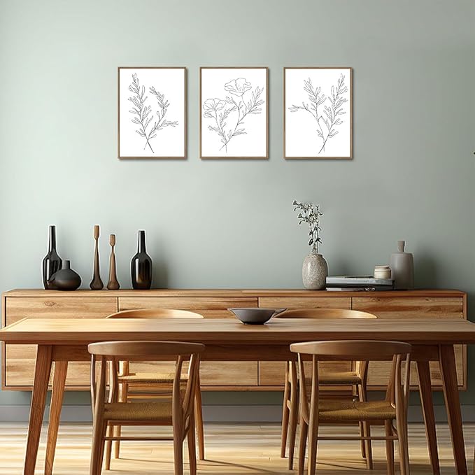 KISSFOX 3 Piece Framed Wall Art Botanical Wall Decor Floral Pictures Wildflower - Image 2