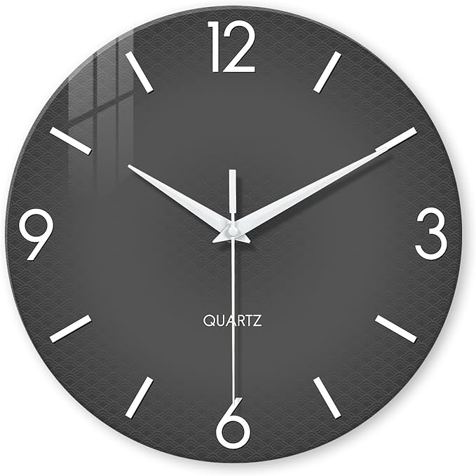 XFM Modern Wall Clock 14 Inch Silent Wall Clocks Battery Operated Grey Simple by XFMWallClock