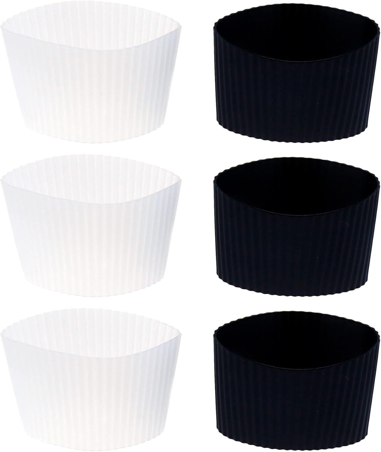 Semetall 6pcs Reusable Coffee Cup Sleeve Heat-resistant Nonslip Silicone Glass Travel Mug Cup Sleeve(Black and White)