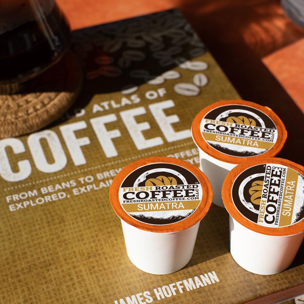 Fresh Roasted Coffee, Sumatra Mandheling |100% Single Origin | Medium Roast, 24 Pods for K Cup Brewers