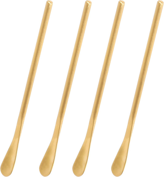 IMEEA Coffee Stirrers Demitasse Espresso Spoons SUS304 Stainless Steel Coffee Stir Sticks 5.9-Inch Tea Spoon, Set of 4 (Gold)