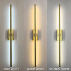 Set of 2 Battery Powered Linear Tube Rechargeable Gold Wall Sconce, Modern - Image 7
