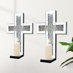 Aeveco Crystal Crush Diamond Mirrored Candle Sconces, Wall Decoration - Image 6
