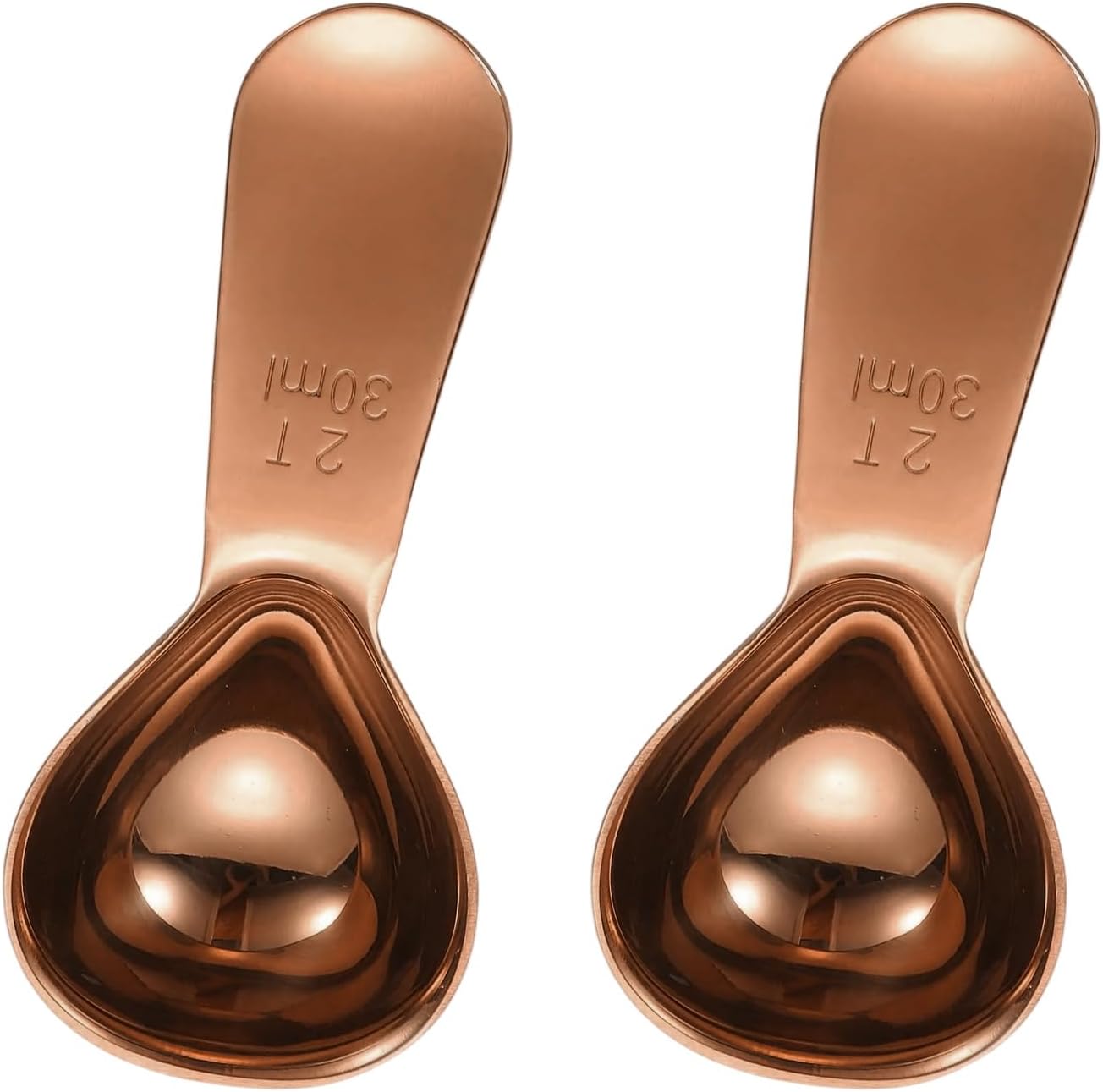 uxcell 2Pcs Stainless Steel Coffee Scoop, 30ml Short Handle Measuring Spoon for Ground Coffee Tea Sugar Kitchen Gifts, Rose Gold