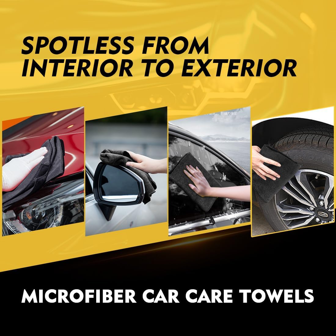 HOMEXCEL Microfiber Cleaning Cloth 20 Pack 11.5 x 11.5 inch Microfiber Towels for Cars Ultra Absorbent Car Washing Cloth Lint Free Streak Free Cleaning Rags for Car, Kitchen Window Black