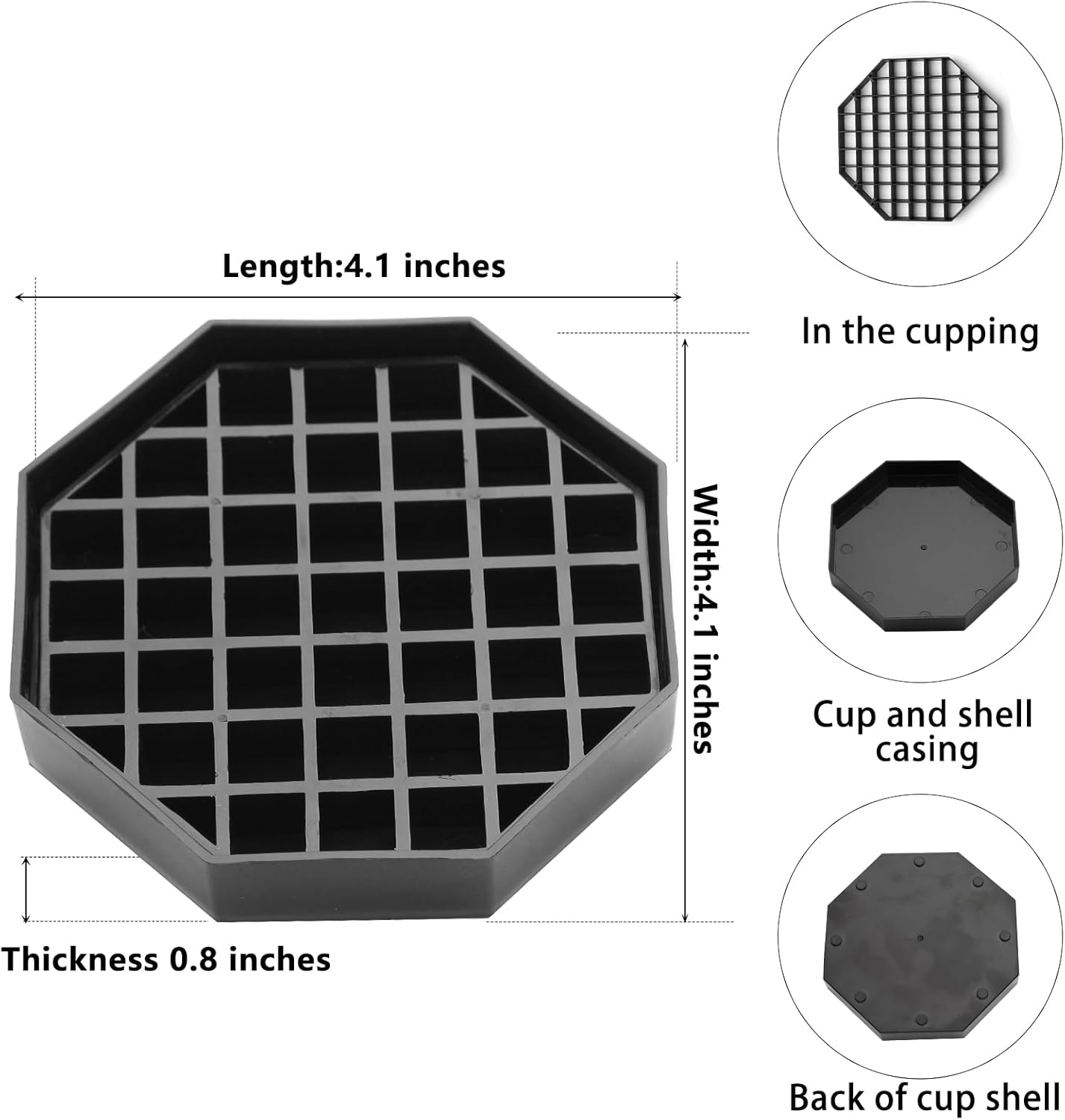 4.1" Octagonal Coffee Drip Tray | Black Plastic Honeycomb Grid Countertop Tray for Coffee, Tea, Wine & Beverage Dispensers,Pack of 2(2, 4.1in)