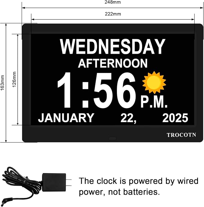 TROCOTN Dementia Clocks, Large Display Calendar Alarm Clock - Image 2