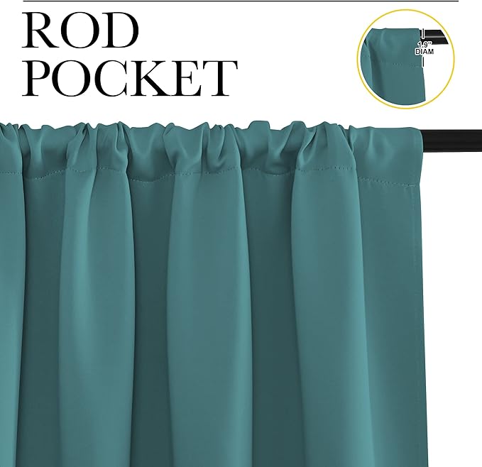 NICETOWN Window Curtains for Bedroom, Sea Teal, 2 Panels, W42 x L48 -Inch - Image 2