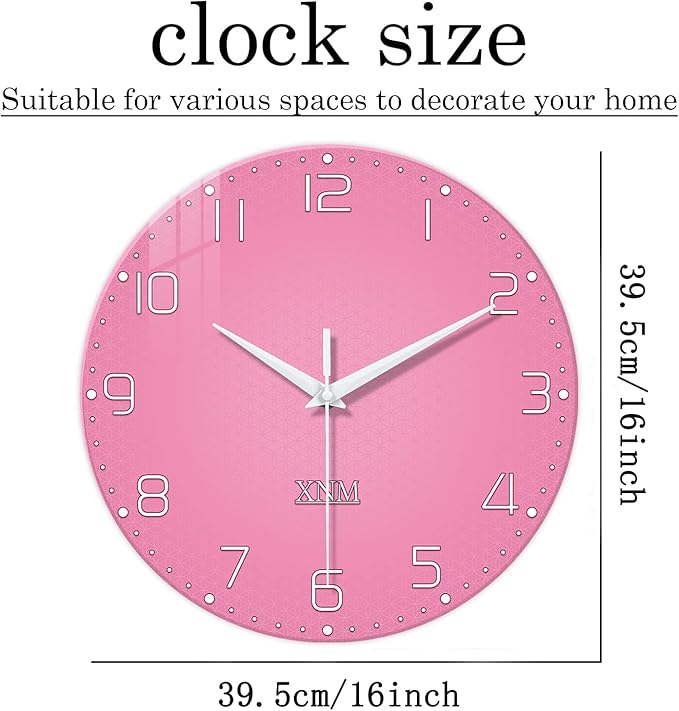 XNM Minimalist Bedroom Clock for Teen Girls Pink Analog Clock Battery Operated - Image 3