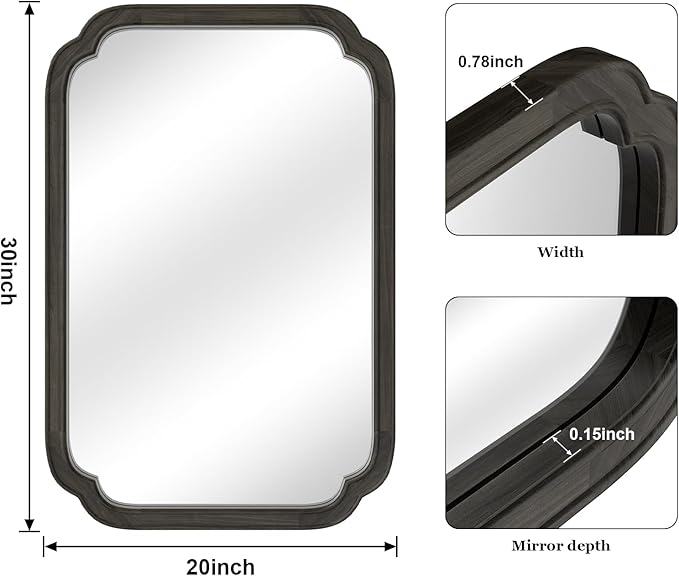 WallBeyond 20" x 30" Rounded Corner Arch Wall Mirror - Image 6