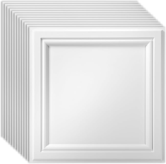 Art3d 36 Pack PVC Ceiling Tiles, 24x24 Inches Waterproof Drop Ceiling by Art3d