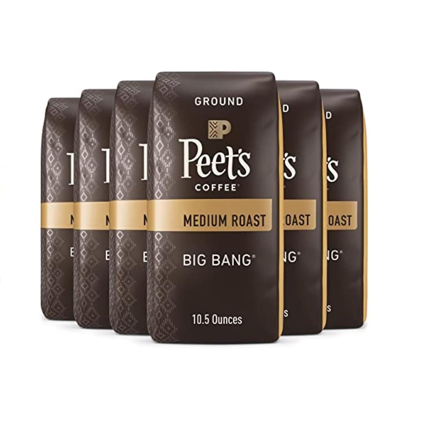 Peet's Coffee, Medium Roast Ground Coffee - Big Bang 63 Ounces (6 Bags of 10.5 Ounces)