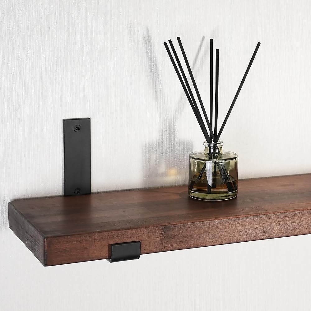 CONSDAN Floating Shelf for Wall Mounted Book Shelf Hanging Shelves Floating Bookshelf for Bedroom, Bathroom, Living Room, Kitchen USA Grown Solid Hardwood, Dark Maple 60x7.5x1.5 in