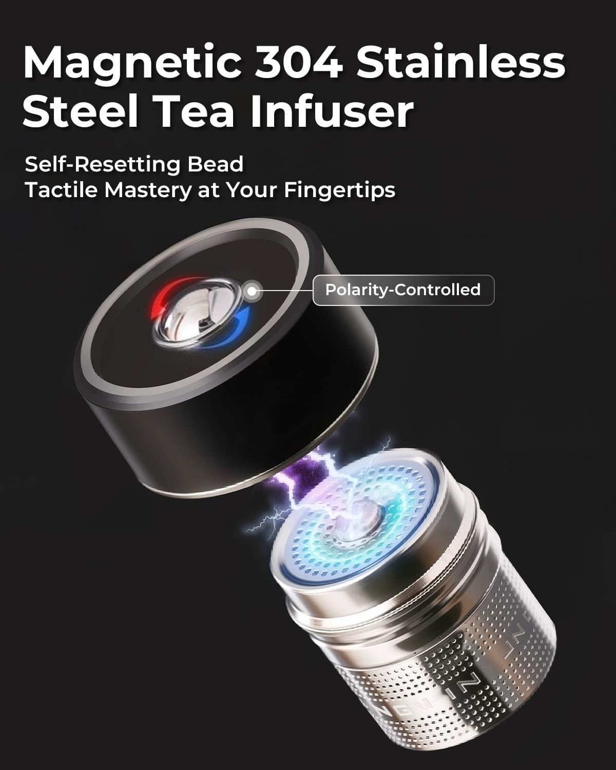 MagnaDrop Tea Tumbler – Double Wall Glass Tea Infuser Cup with Magnetic Steep Control & Bead Switch, Leakproof Travel Mug for Loose Leaf, 10.5oz