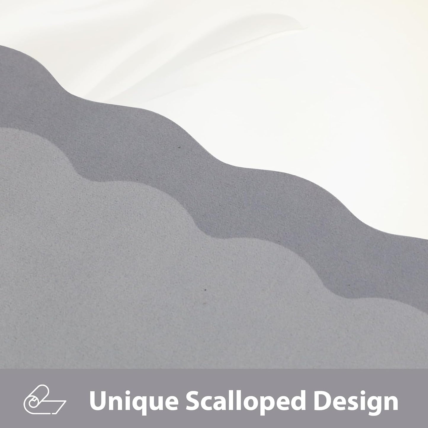 Scalloped Coffee Bar Mat for Countertop, Cute Dish Drying Mats for Kitchen Counter, Diatomite Absorbent Mat for Coffee Station, Kitchen Aesthetic Decor (16"x24", Grey)