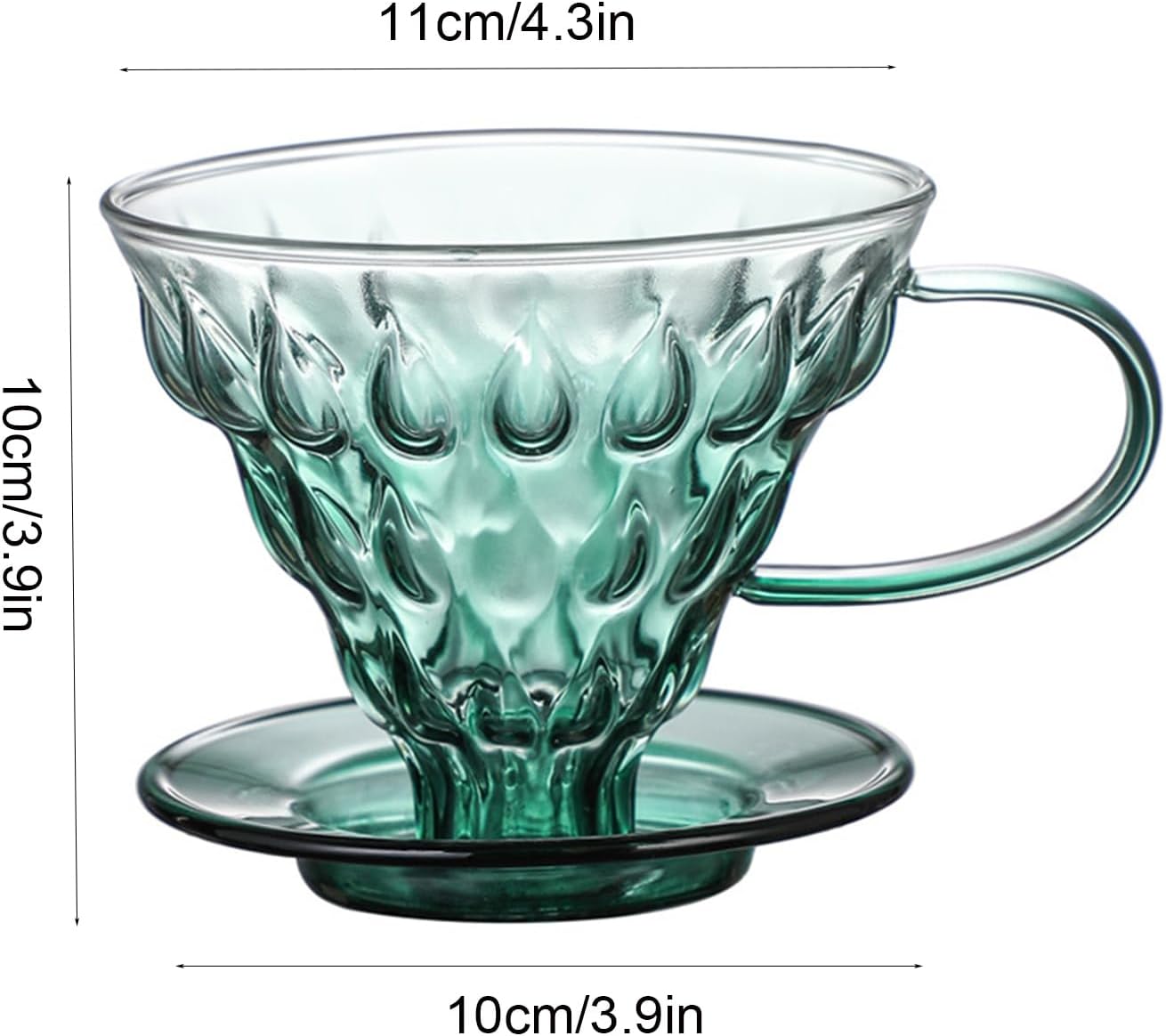 Glass Coffee Dripper, Pour Over Coffee Maker, Reusable Coffee Filter Cup, Slow Brewing Accessories for Home, Cafe, Restaurants(V02,1-4Cups) (Green)