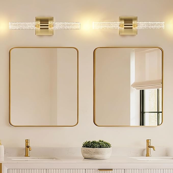 18 Inch Bathroom Sconces Set of 2, 3 Color Temperature Bubble Crystal Led Wall - Image 9
