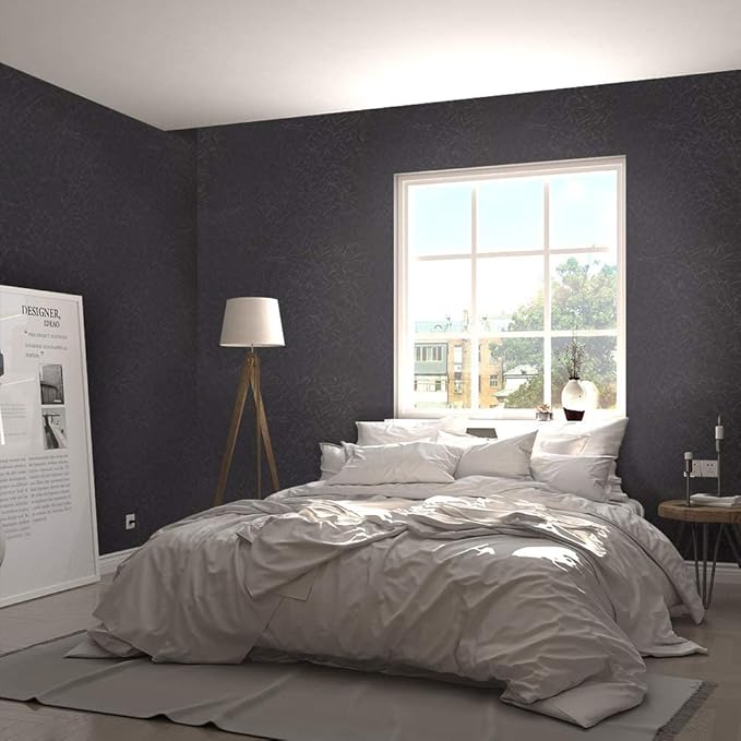 Abyssaly Black Silk Wallpaper Peel and Stick 15.7" X 393.7" Embossed Self - Image 5