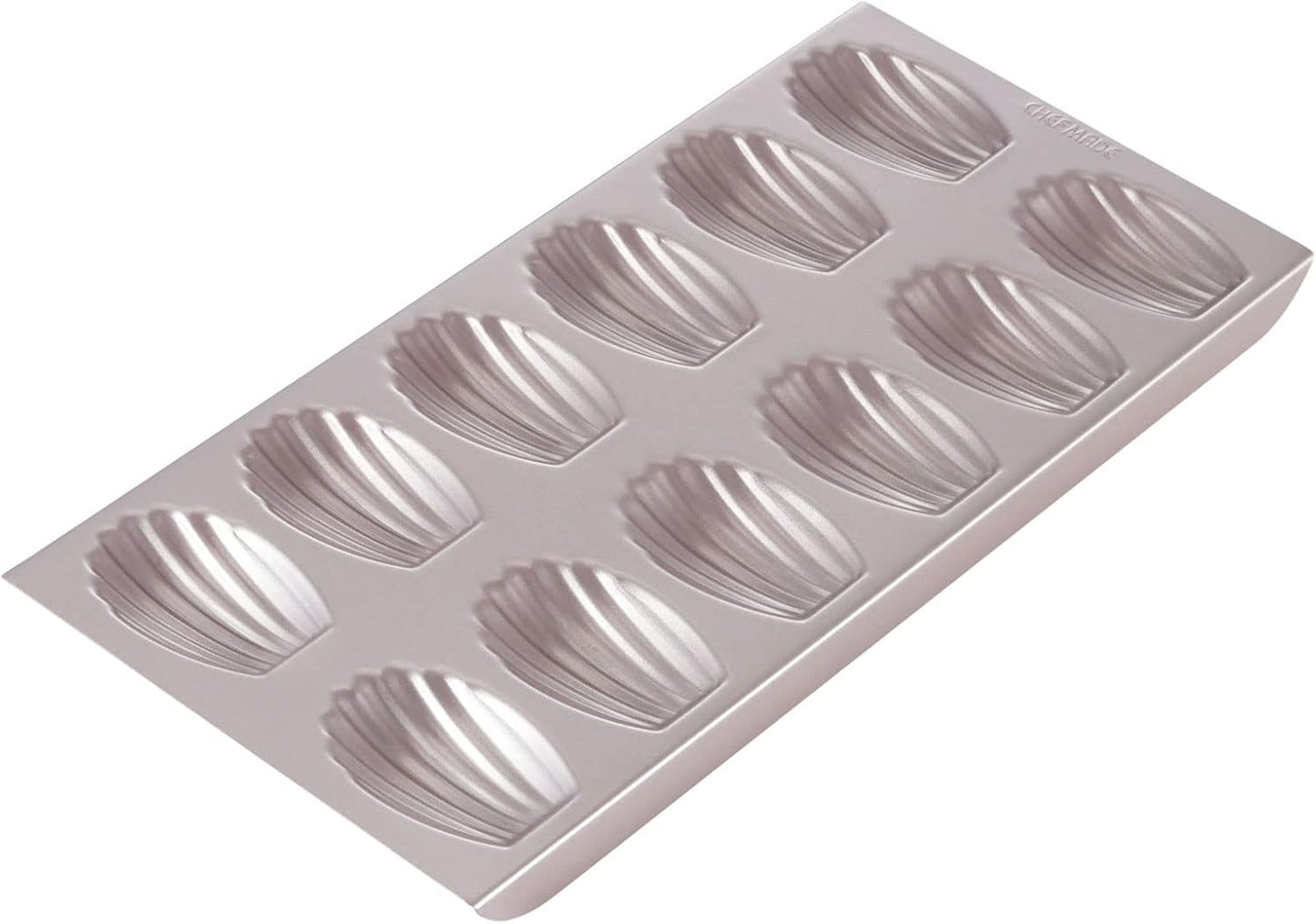 CHEFMADE Madeleine Mold Cake Pan, 12-Cavity Non-Stick Oval Shell Madeline Bakeware for Oven Baking (Champagne Gold)