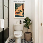 Heltrappe Vintage Japanese Wall Art Funny Frog Bathroom Canvas Print Cute - Image 3