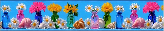 Wildflower Vase Wallpaper Border 196x4 Inch Removable Wall Border Peel and - Image 2