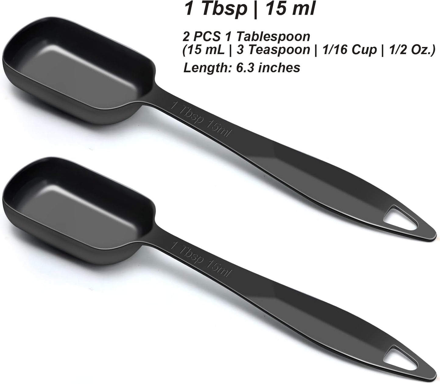 2 Pcs 1 Tablespoon(15 mL | 3 Tsp | 1 Tbsp | 15 cc | 1/2 oz) Stainless Steel Single Measuring Spoon, Long Handle Metal Measuring Spoon, Kitchen Gadgets for Cooking & Baking(Black)
