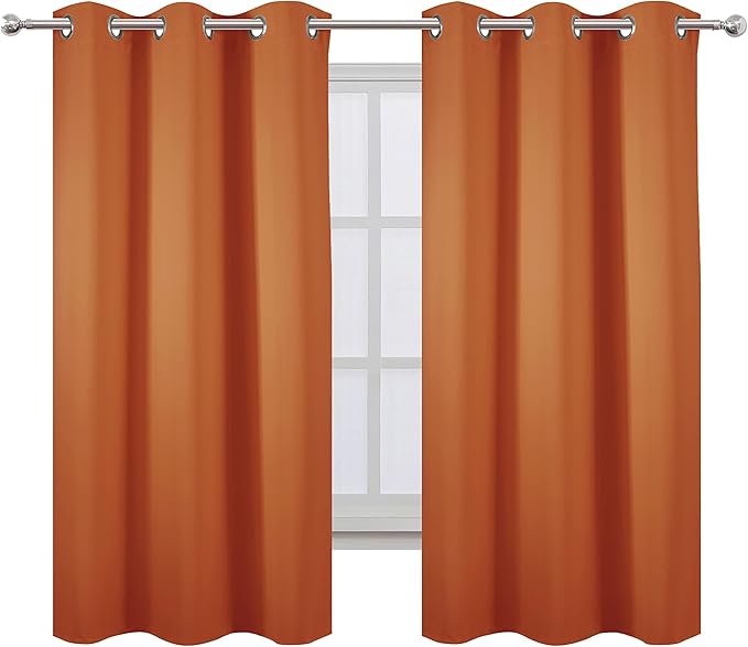 LEMOMO Orange Blackout Curtains 38 x 63 Inch Length/Set of 2 Curtain by Lemomo